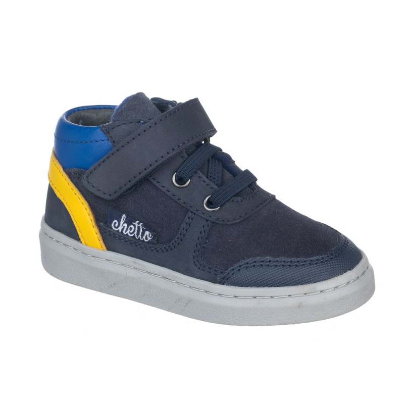 Chetto Botin Niño Con Velcro Y Cordones En Piel