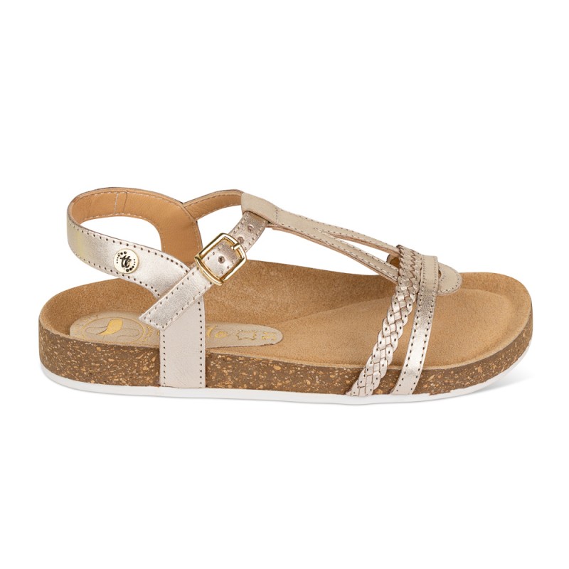 Chetto Sandalia Bios Piel Natural. hebilla/Trenza