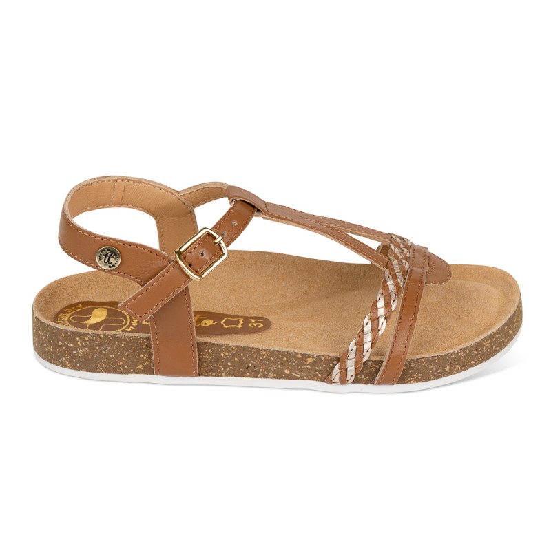 Chetto Sandalia Bios Piel Natural. hebilla/Trenza