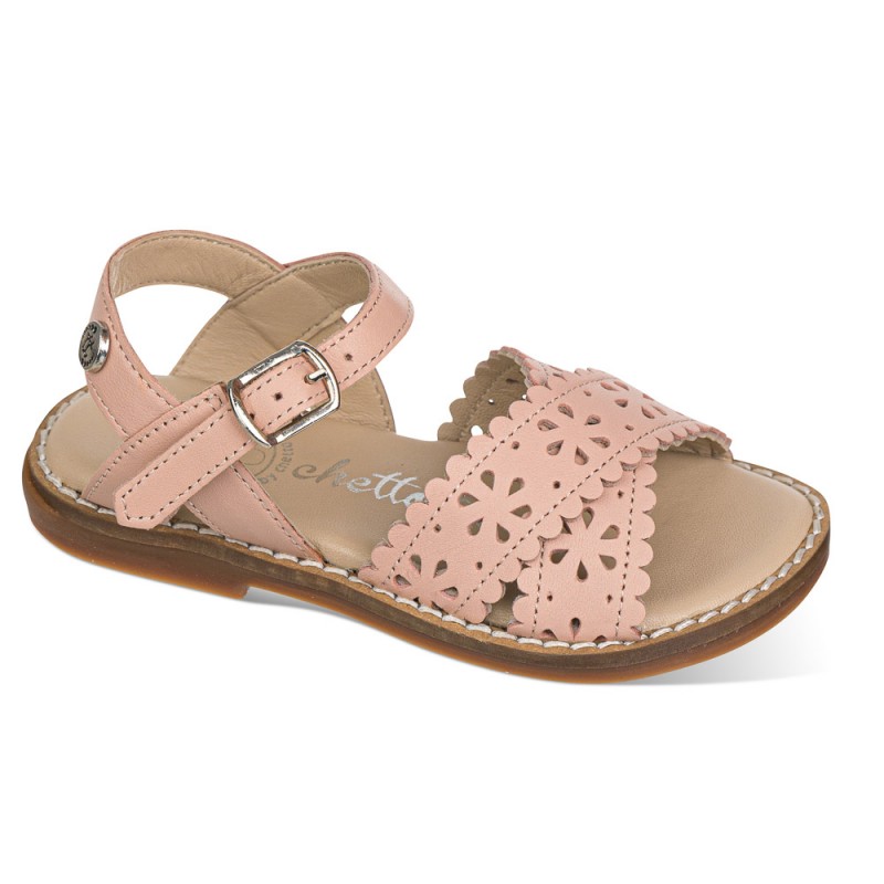 Chetto Sandalia En Piel Con Picados En Flores