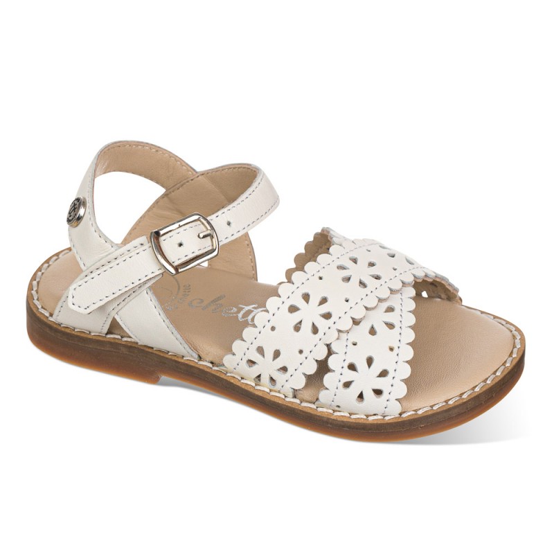 Chetto Sandalia En Piel Con Picados En Flores