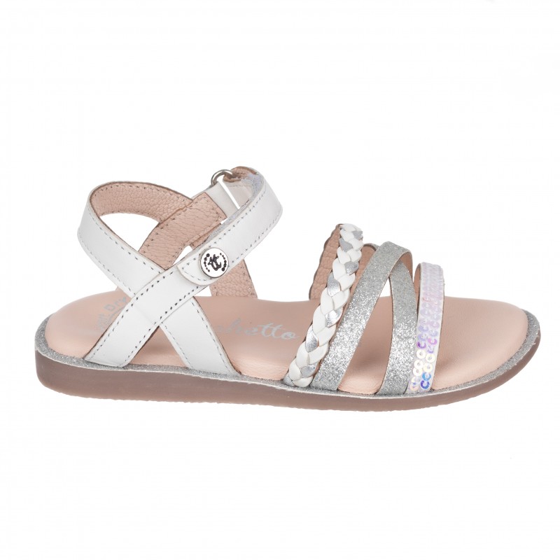 Chetto Sandalia en piel con tiras y cierre velcro