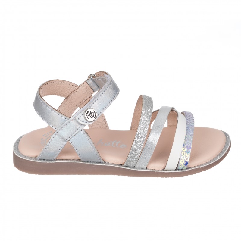 Chetto Sandalia en piel con tiras y cierre velcro