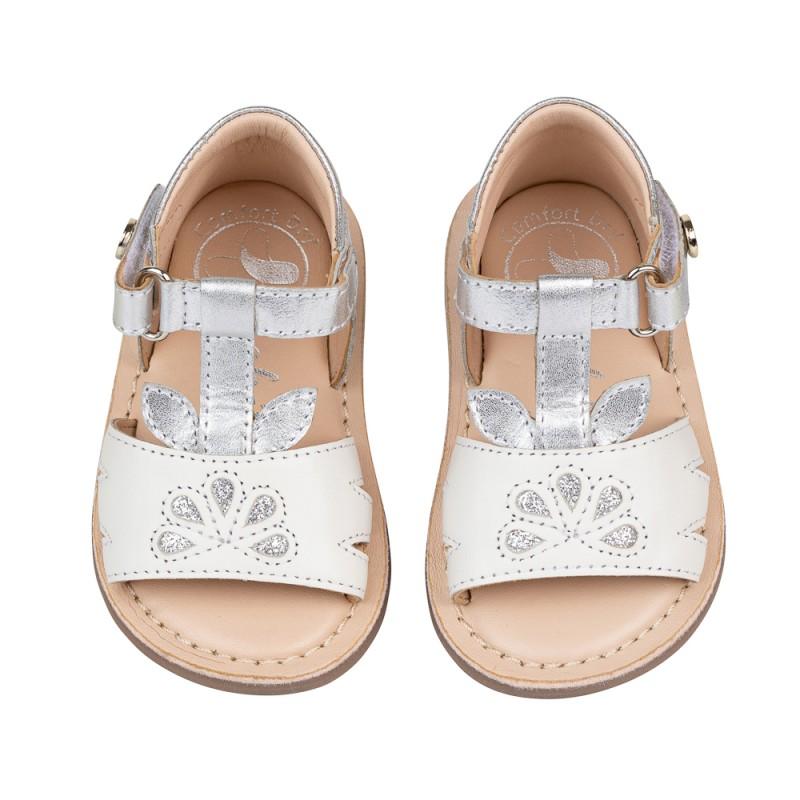 Chetto Sandalia Piel Cabra. Velcro/Flores