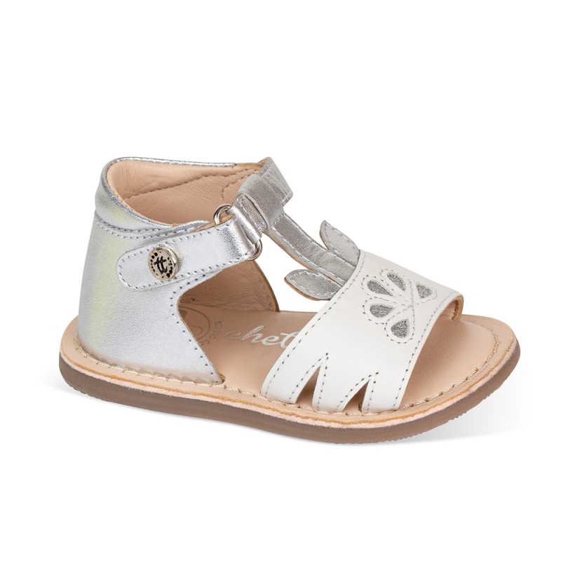 Chetto Sandalia Piel Cabra. Velcro/Flores