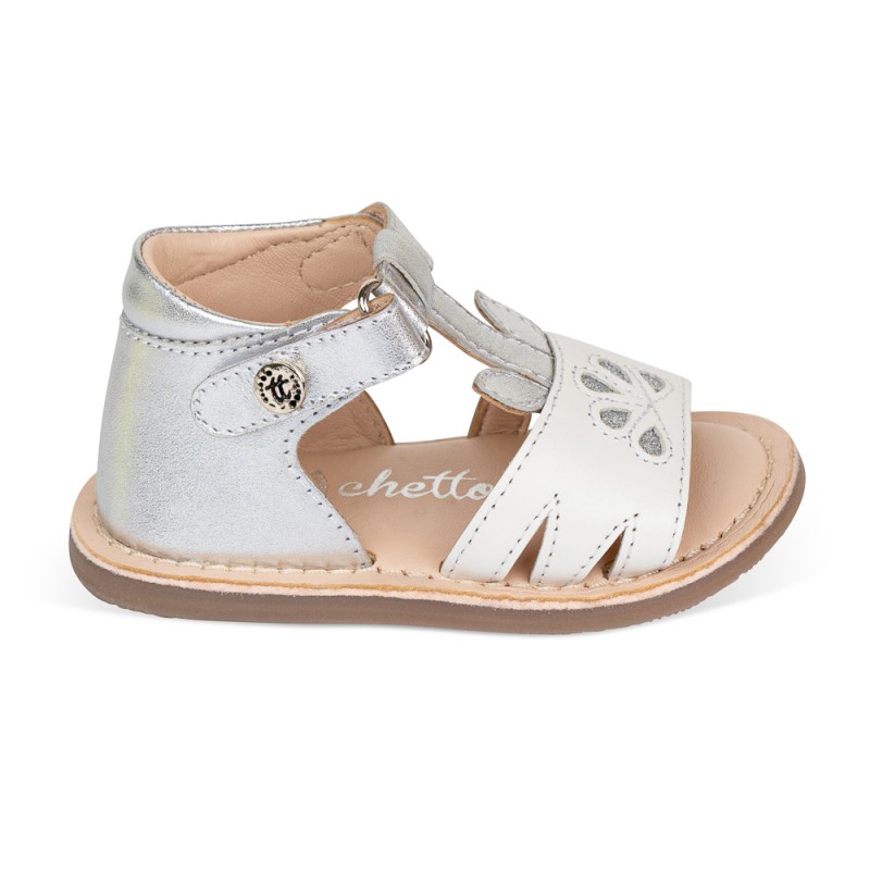 Chetto Sandalia Piel Cabra. Velcro/Flores