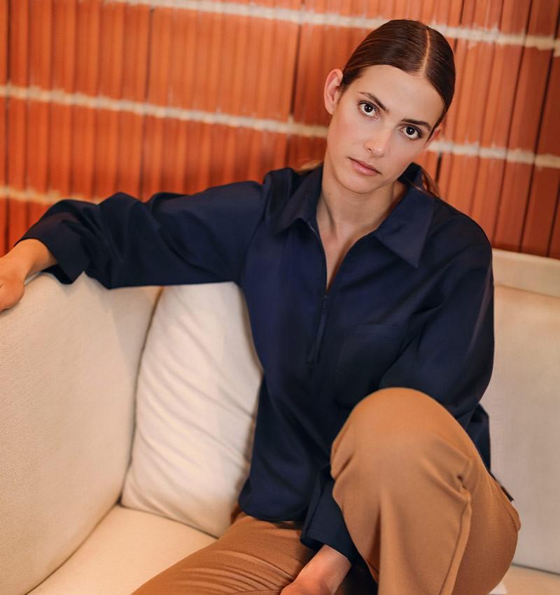 Chie Mihara CAMISA BLANCHE AZUL MARINO