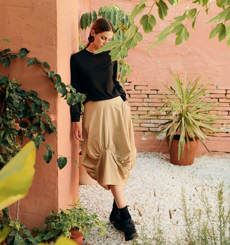 Chie mihara FALDA SKIM MARRON CLARO