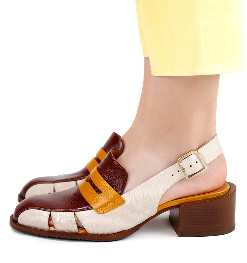 Chie Mihara SENDAL WHITE AND BROWN