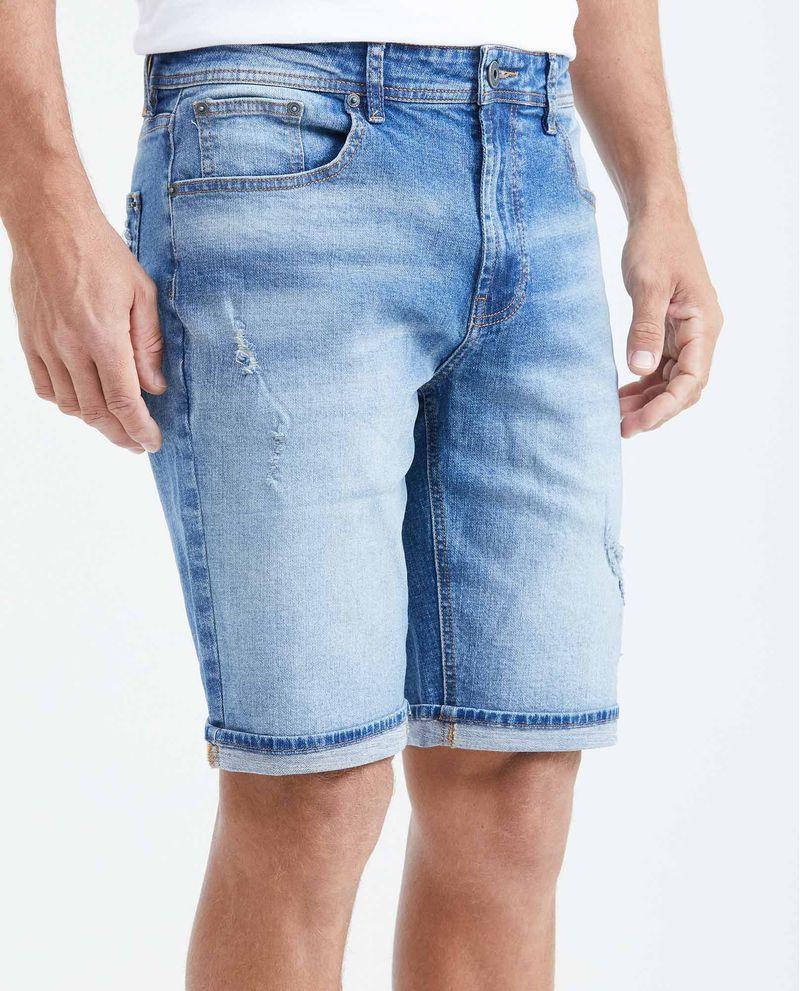Chevignon Bermuda En Denim Straight Fit Azul Oscuro Para Hombre