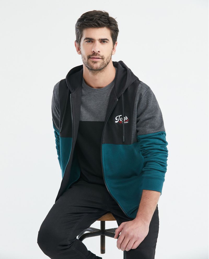 Chevignon Buzo de Hombre Abierto con Capucha - TOGS Bloques de Color Efecto Jaspeado