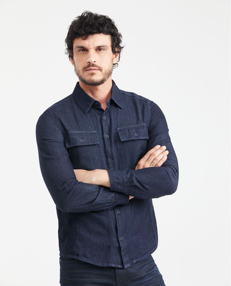 Chevignon Camisa en Denim 100% Algodón Slim Fit Manga Larga Azul Ultra Oscuro para Hombre