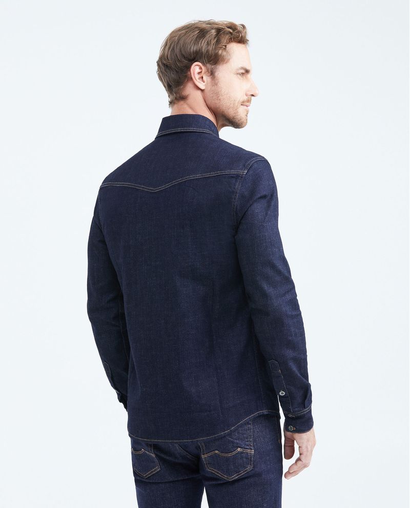 Chevignon Camisa En Denim Slim Fit Manga Larga Azul Ultra Oscuro Para Hombre