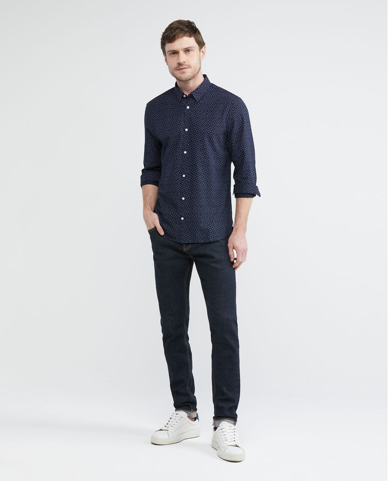 Chevignon Camisa Premium De Hombre Slim Fit Manga Larga - Mini Print Fibras Bambú