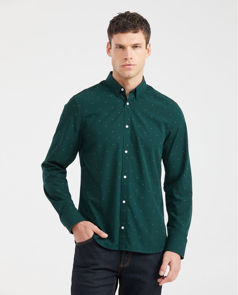 Chevignon Camisa Premium Slim Fit Manga Larga con Estampado Mini Print para Hombre