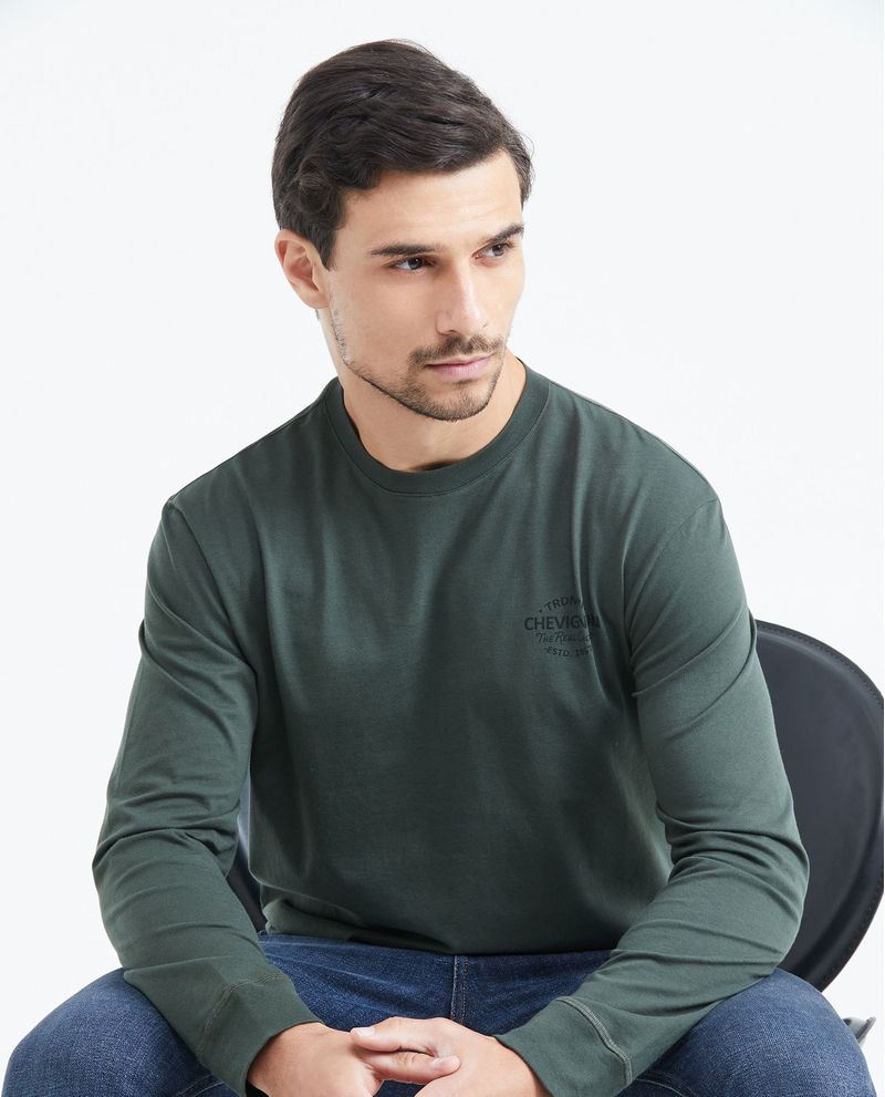 Chevignon Camiseta Classic Fit Manga Larga Con Estampado Para Hombre