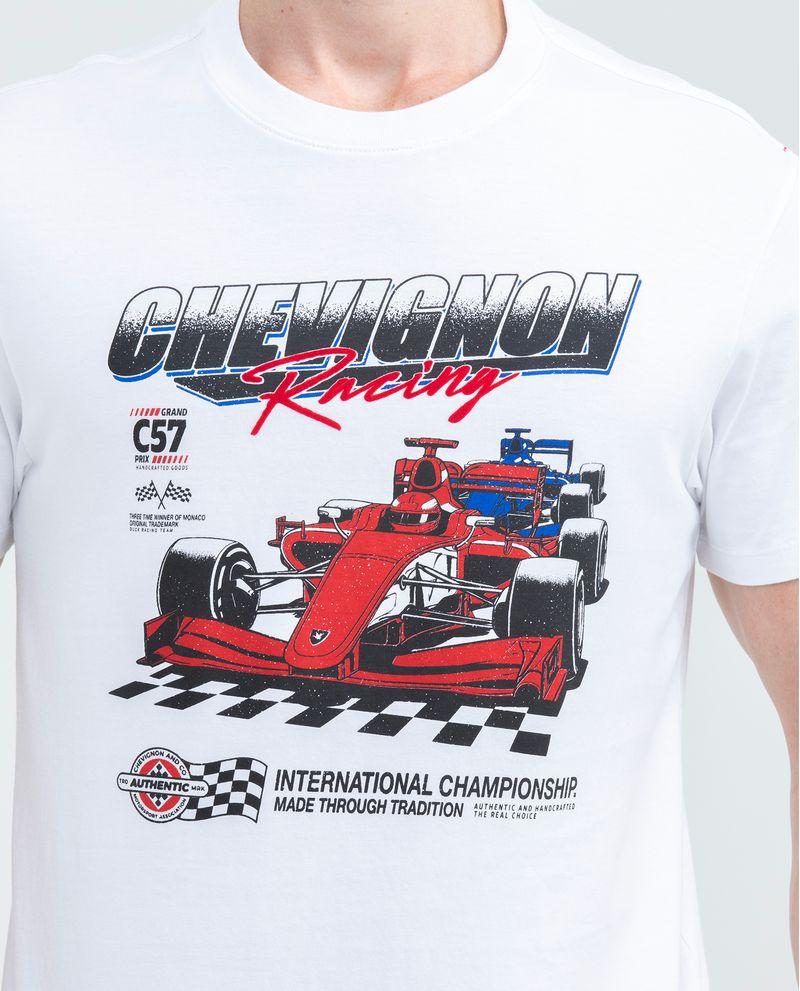Chevignon Camiseta Gráfica De Hombre Slim Fit - Estampado Con Carro De Carreras Y Tipografías
