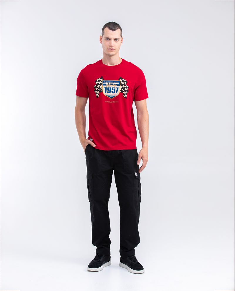 Chevignon Camiseta Gráfica De Hombre Slim Fit - Estampado Escudo Y Banderas