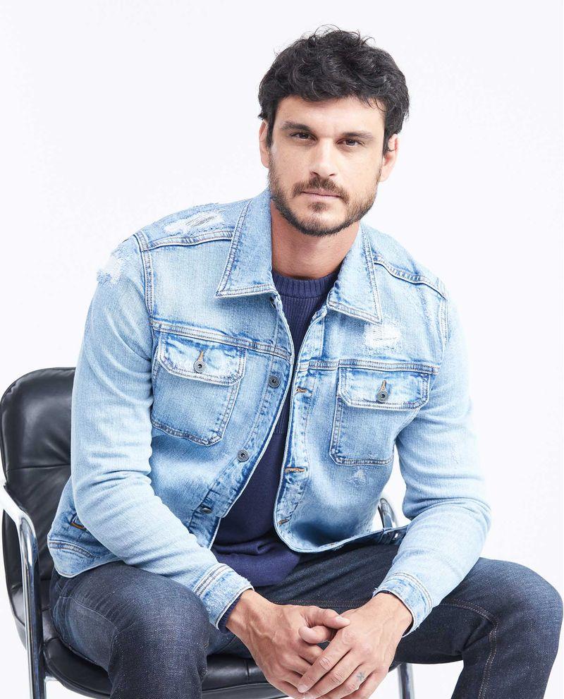 Chevignon Chaqueta En Denim Azul Claro Con Rotos Para Hombre