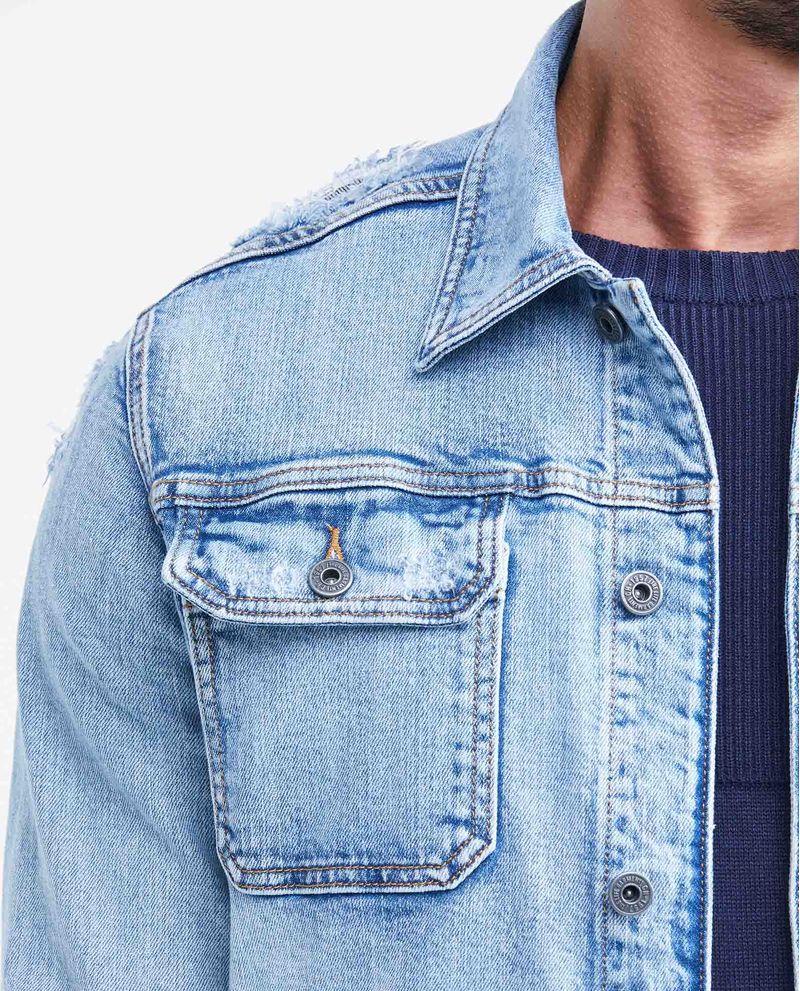 Chevignon Chaqueta En Denim Azul Claro Con Rotos Para Hombre