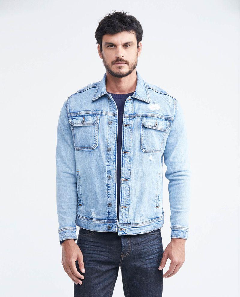 Chevignon Chaqueta en Denim Azul Claro con rotos para Hombre