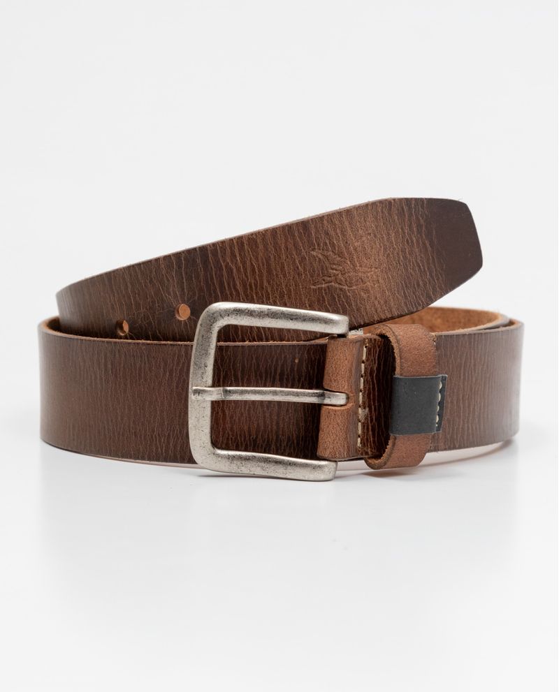 Chevignon Correa de Hombre en Cuero Crosta Teñido con Anilinas Acabado con Ceras Hebilla Acabado Níquel Negro Claro Coscoja en Cuero