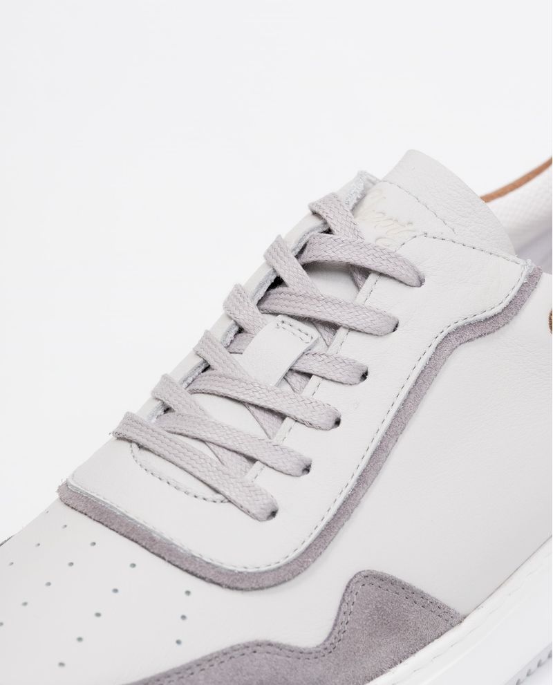 Chevignon Tenis De Hombre En Cuero Tipo Basket - Cuero Anilina Y Cuero Gamuzado En Contraste De Color