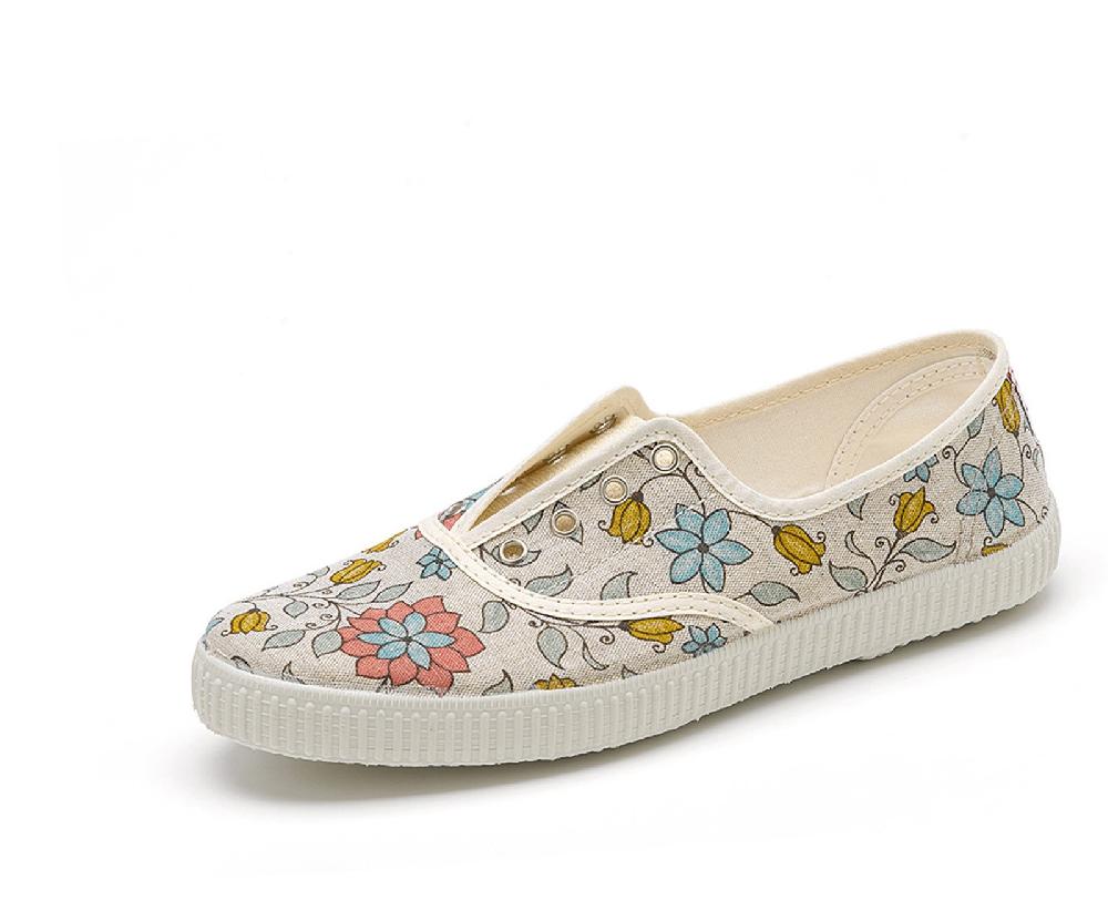 Cienta Zapatilla Ingles Sin Cordones Flores Animada