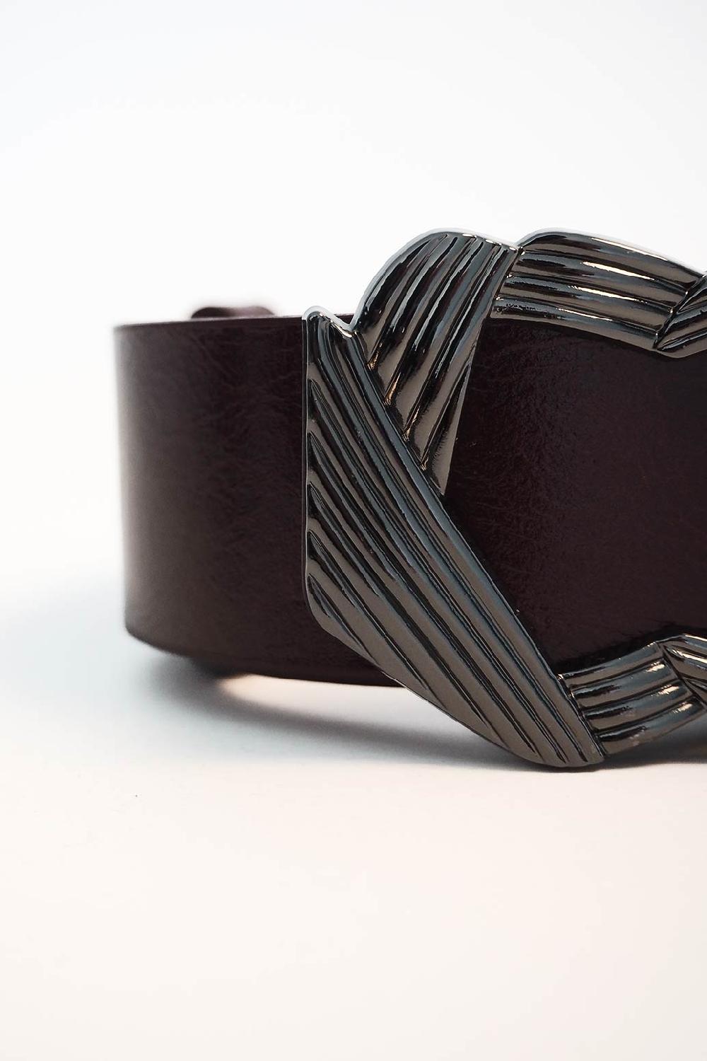 Colour Nude Cinturón Ancho Marrón Amazónico Mini Burgundy