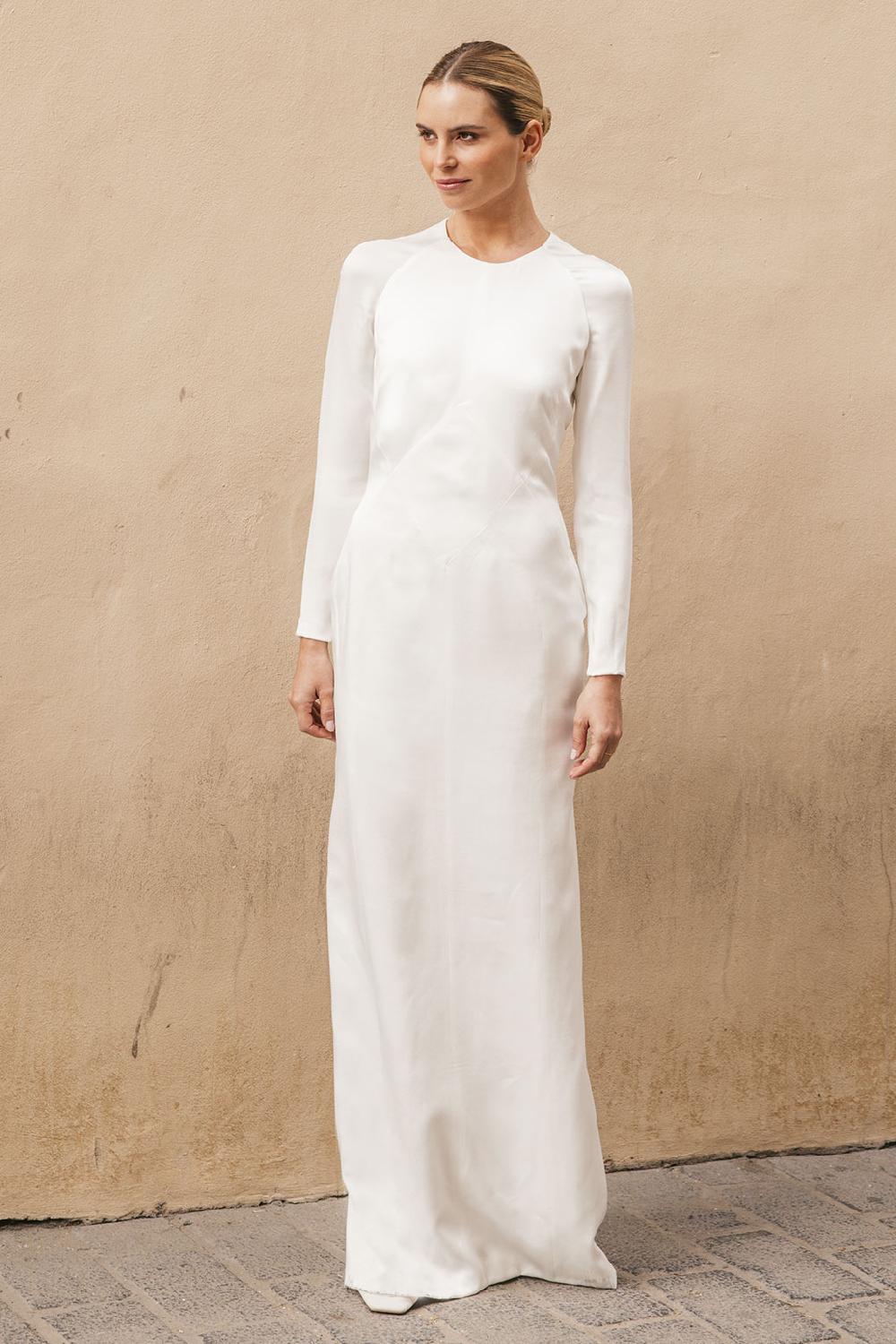 Colour nude Vestido De Novia Crepe Lula