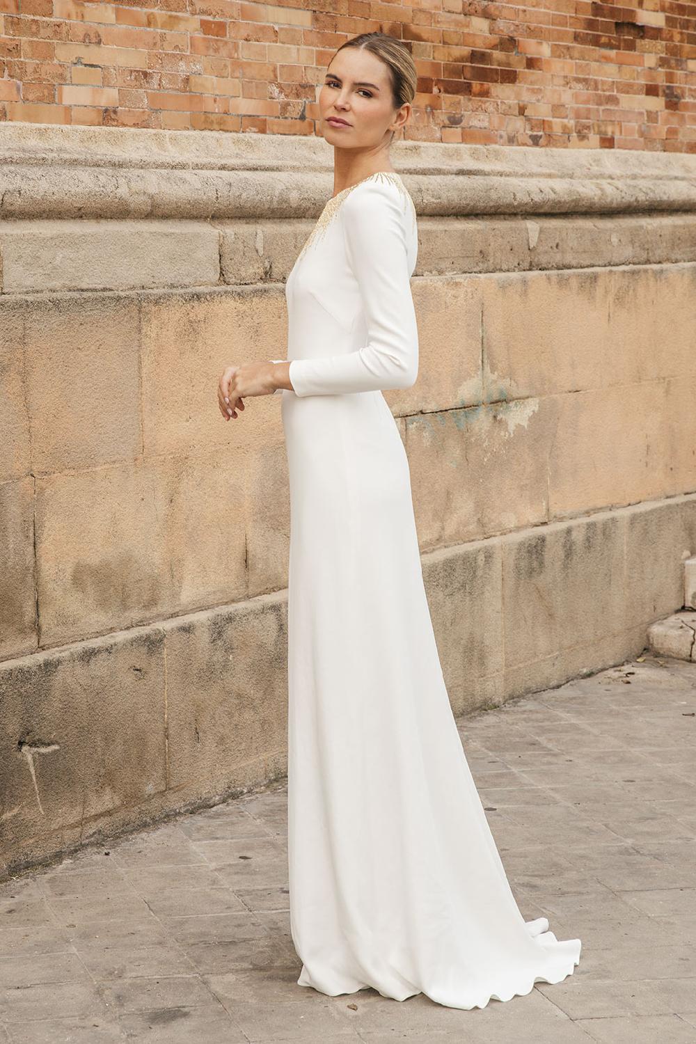 Colour Nude Vestido Novia Bordado A Mano | Mika