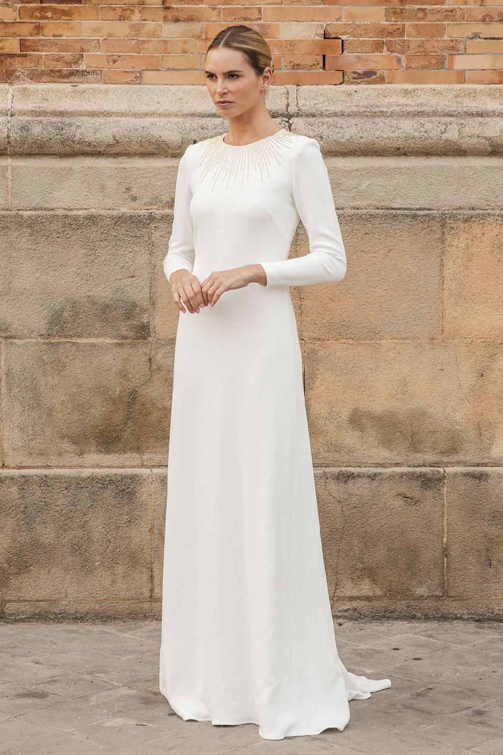 Colour nude Vestido Novia Bordado A Mano | Mika