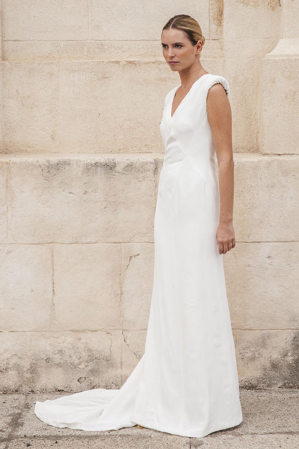 Colour Nude Vestido Novia Escote V | Snow