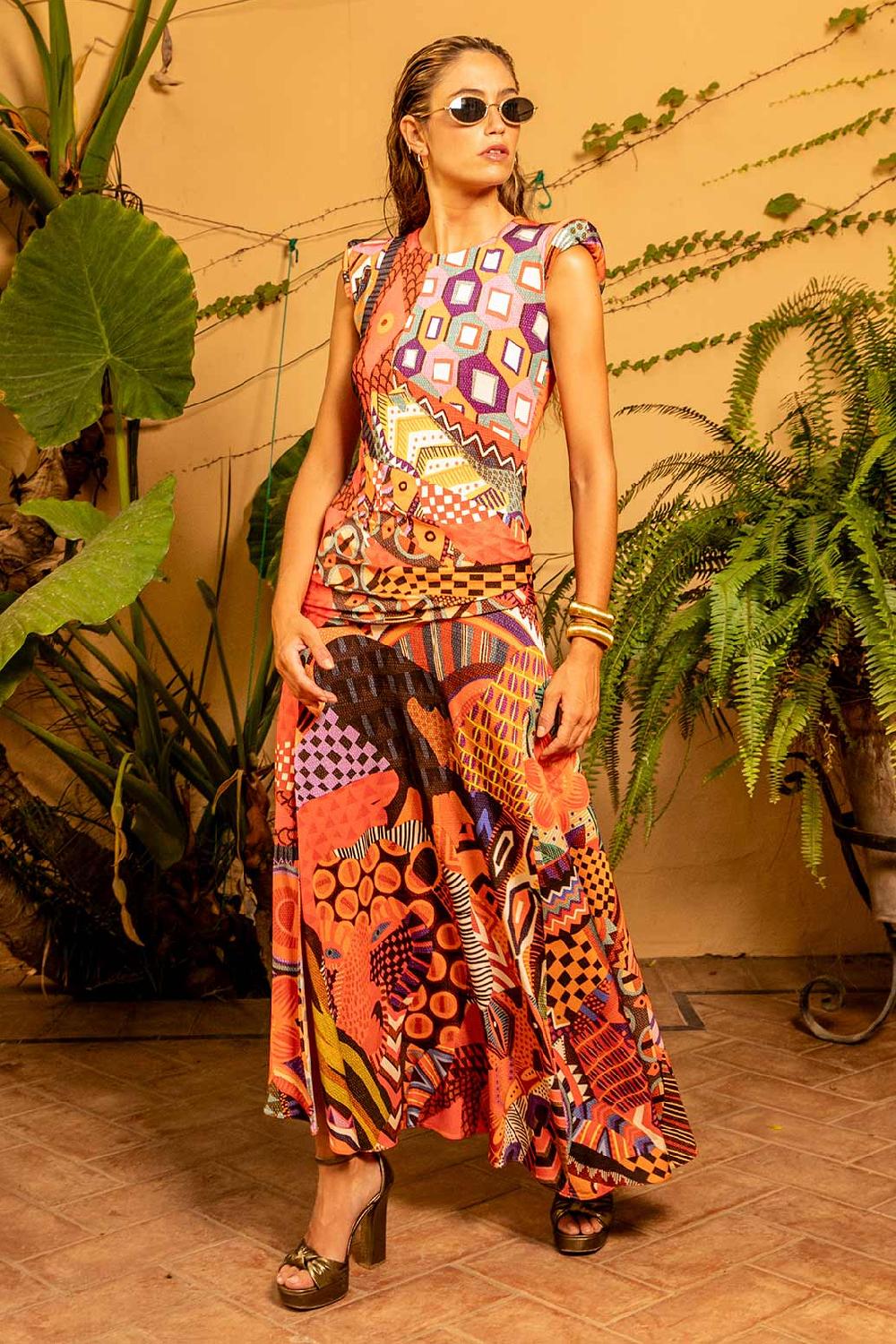 Colour nude Vestido Punto Estampado - Bellary