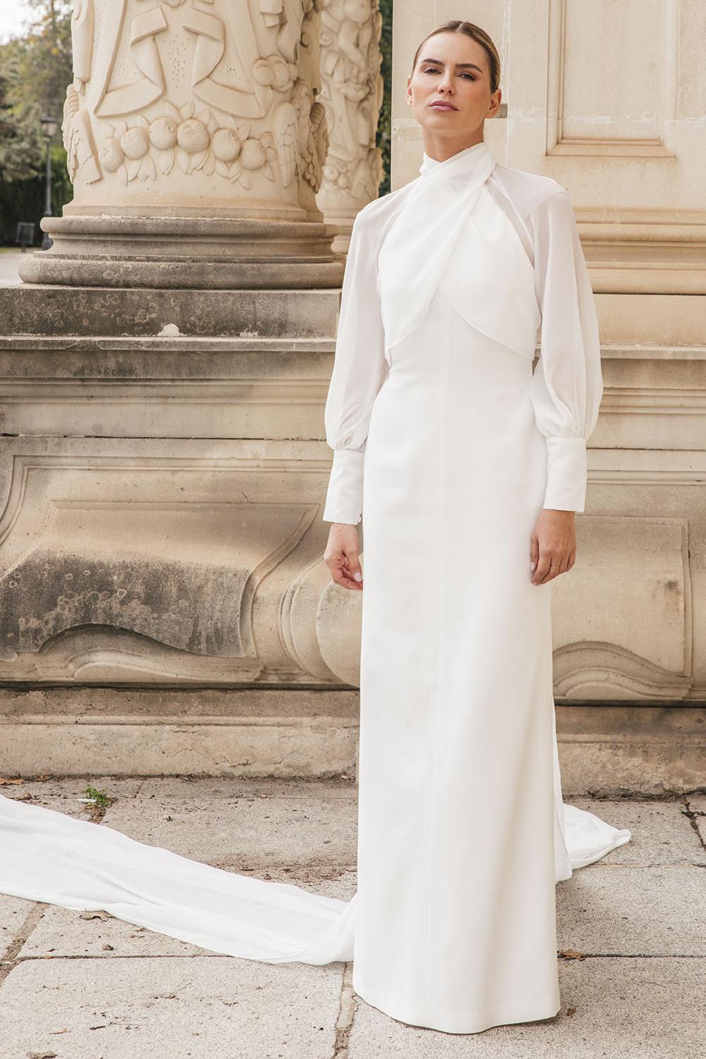 Colour nude Vestido De Novia Manga Larga | Poppy | Color Nude