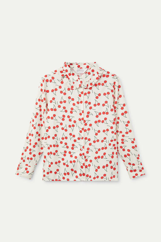 Compania Fantastica Camisa Cuello Volante Estampado Cerezas