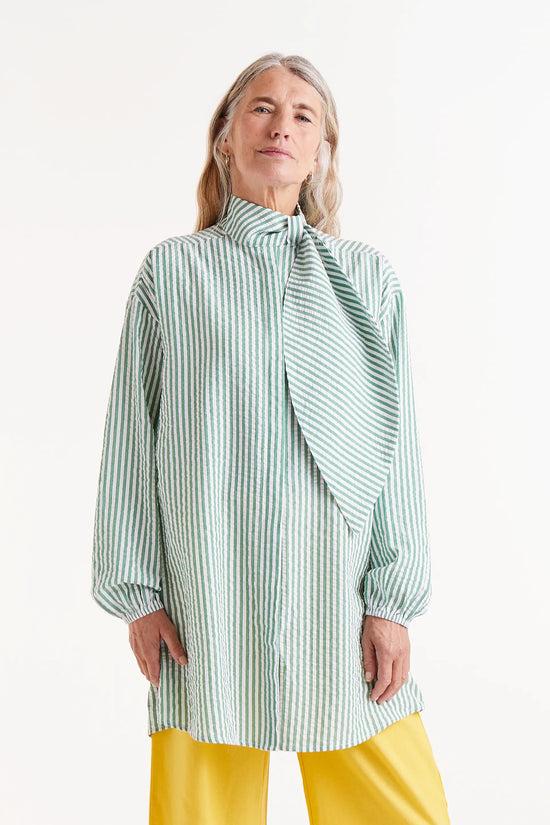 Compania fantastica Camisa oversize lazada estampado de rayas verdes