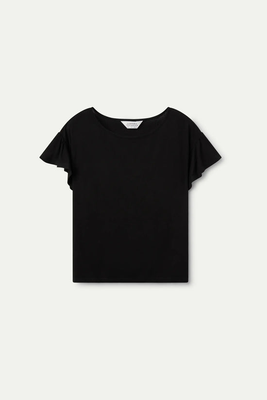 Compania Fantastica Camiseta Manga Corta Volantes Negra