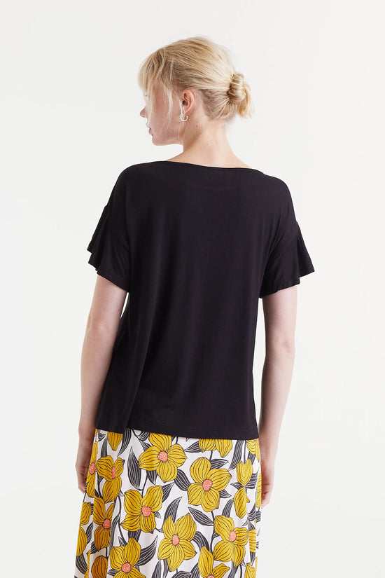 Compania Fantastica Camiseta Manga Corta Volantes Negra