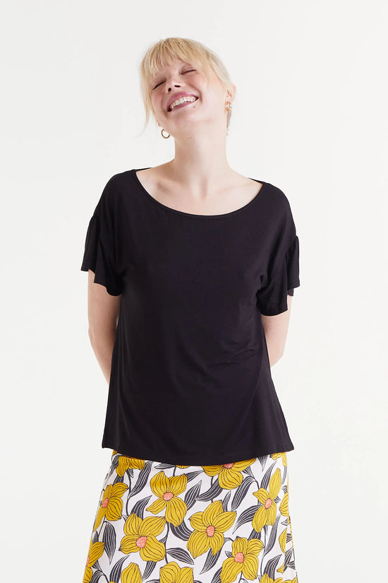 Compania fantastica Camiseta manga corta volantes negra