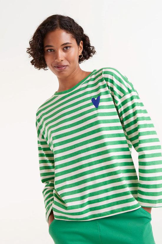Compania fantastica Camiseta manga larga rayas verdes