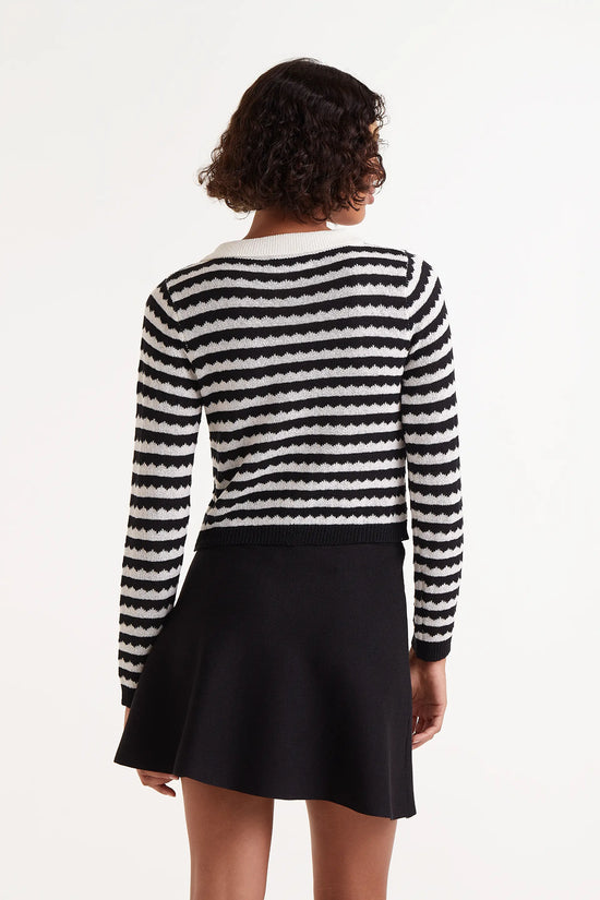 Compania Fantastica Cárdigan Cuello Polo Rayas Negro