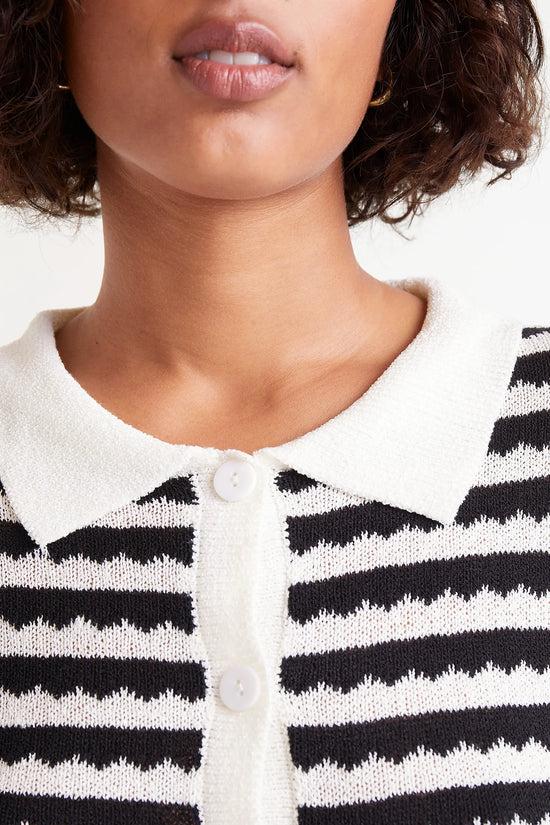 Compania Fantastica Cárdigan Cuello Polo Rayas Negro