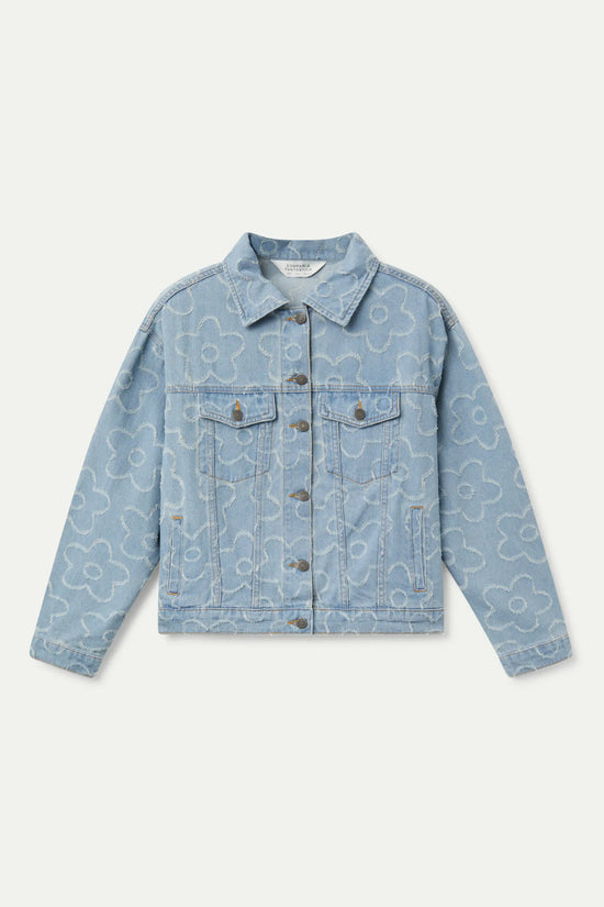 Compania Fantastica Chaqueta Vaquera Con Flores Tejidas