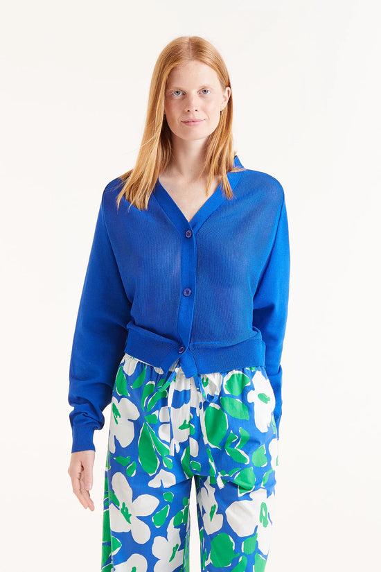 Compania fantastica Cárdigan de punto fino azul