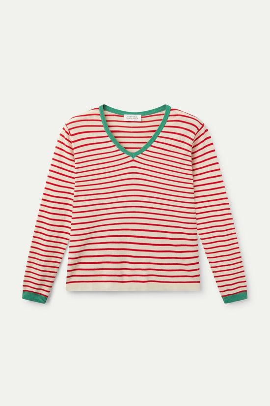 Compania Fantastica Jersey Cuello Pico Rayas Rojo