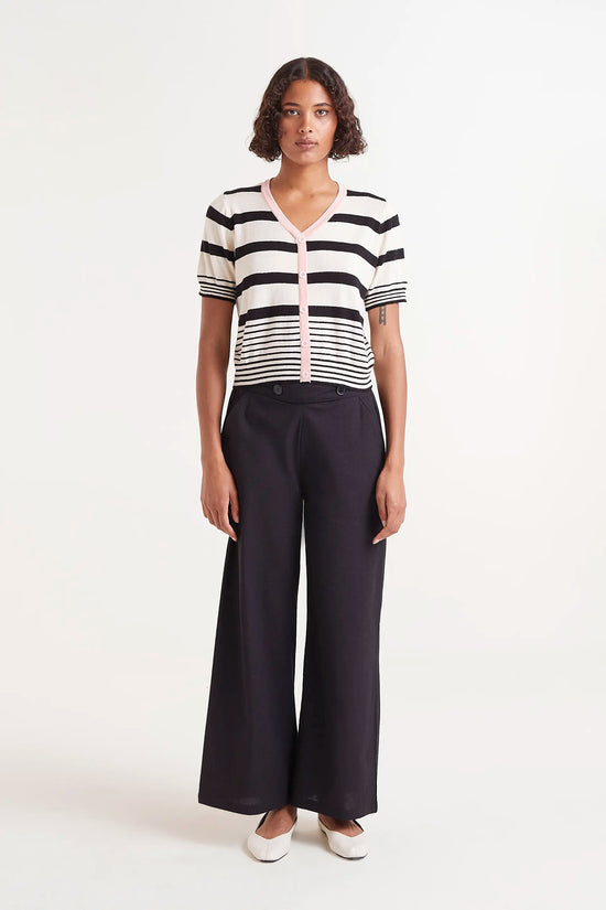 Compania Fantastica Pantalón Recto Botones Negro