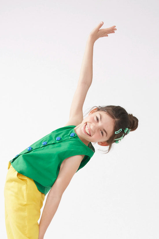 Compania Fantastica Top De Niña Botones Verde