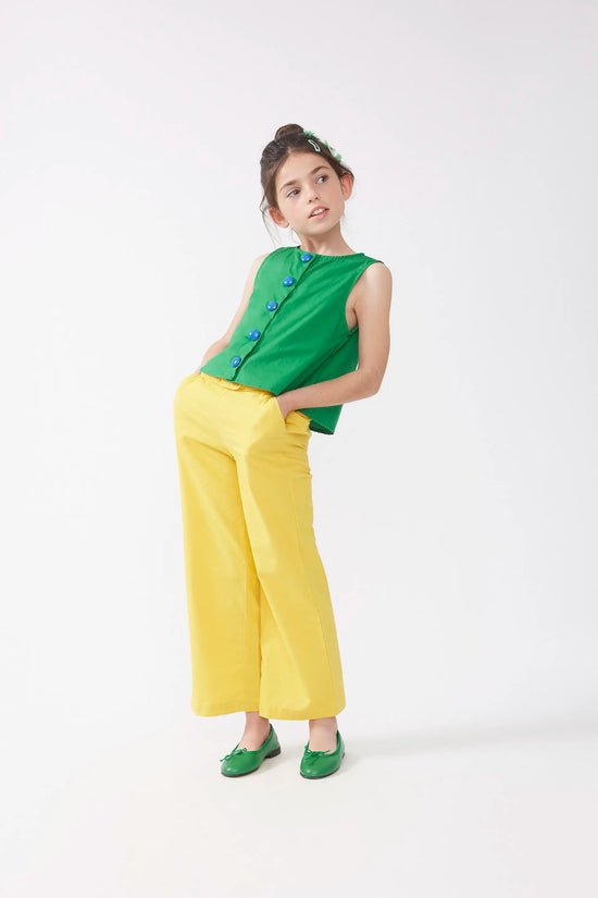 Compania fantastica Top de niña botones verde