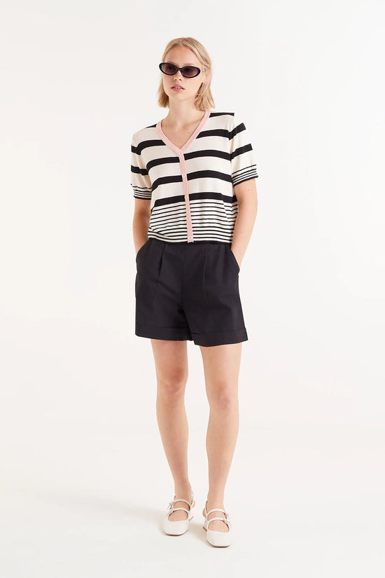Compania Fantastica Top Manga Corta Rayas Negro